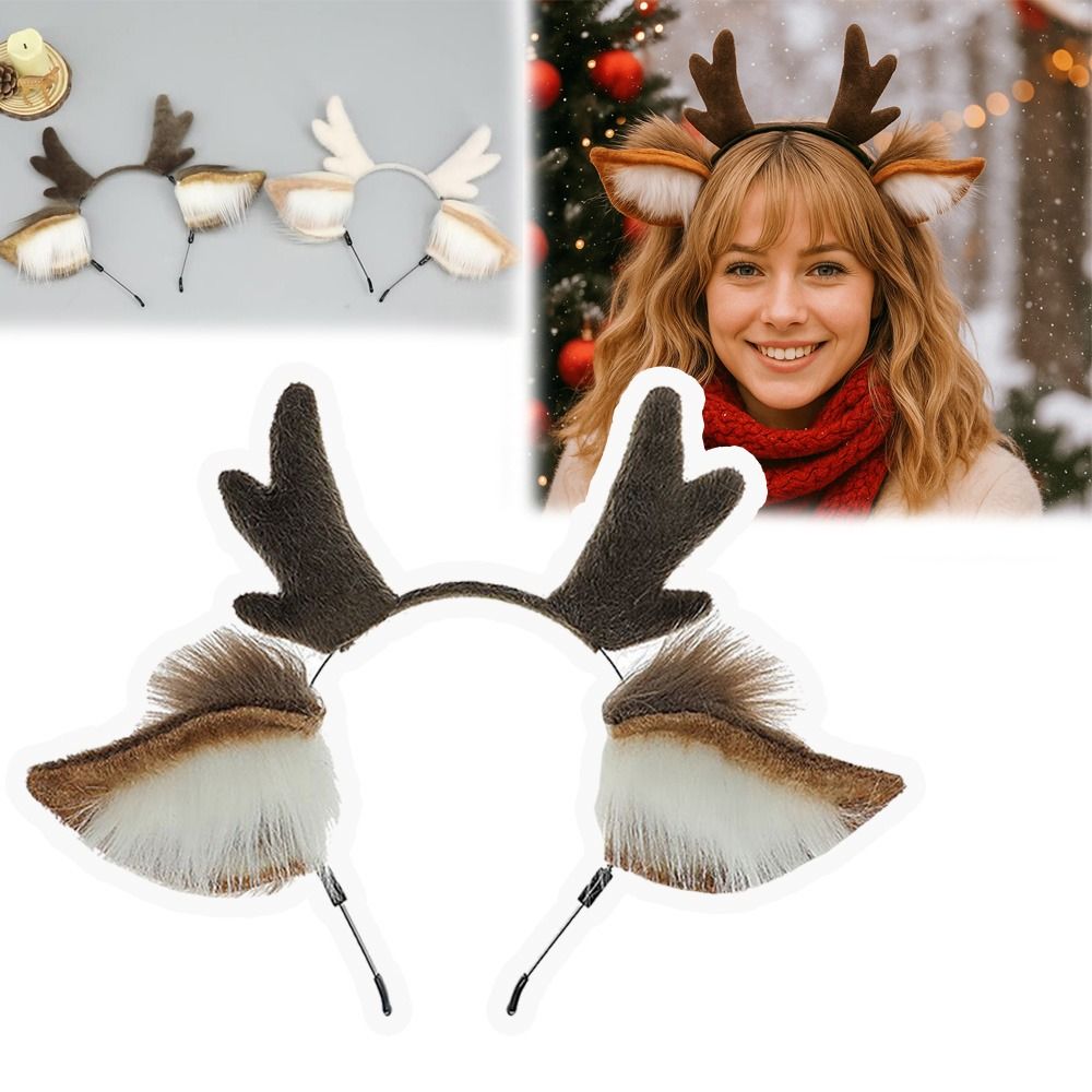 Reindeer Antlers Headband - ที่คาดผมรูปหูกวางเรนเดียร์แบบ unisex น่ารักสำหรับงานปาร์ตี้ ของตกแต่งศีรษะสำหรับเทศกาล ของประดับศีรษะสำหรับฮาโลวีน