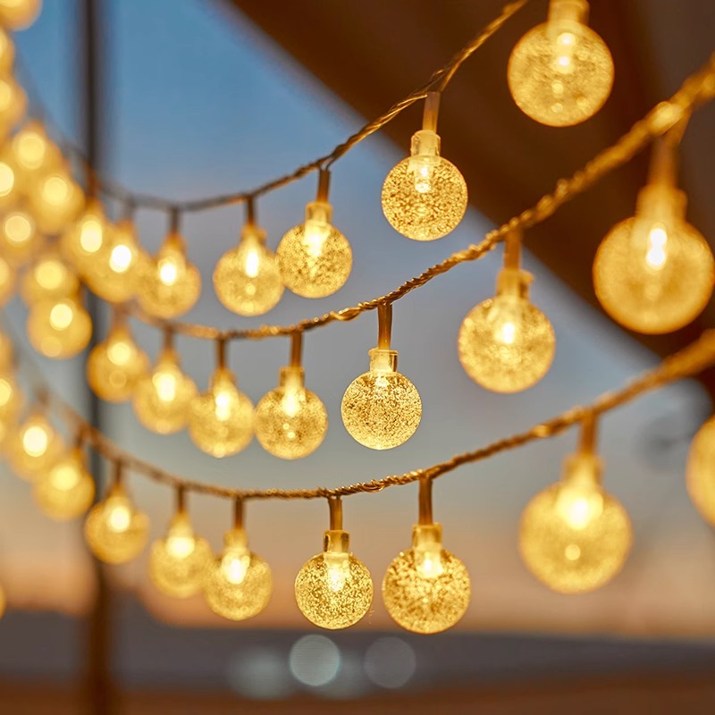 Christmas Lights Outdoor - LED พลังงานแสงอาทิตย์กลางแจ้งกันน้ํา Bubble Ball String Lights,