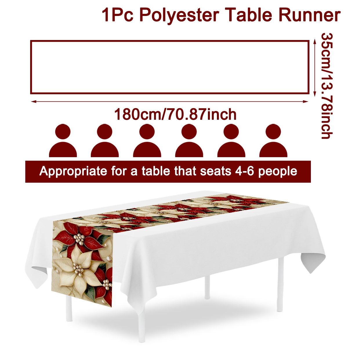 ผ้าปูโต๊ะลายดอกไม้คริสต์มาส ขน - Christmas Table Runner บทวิจารณ์และราคา