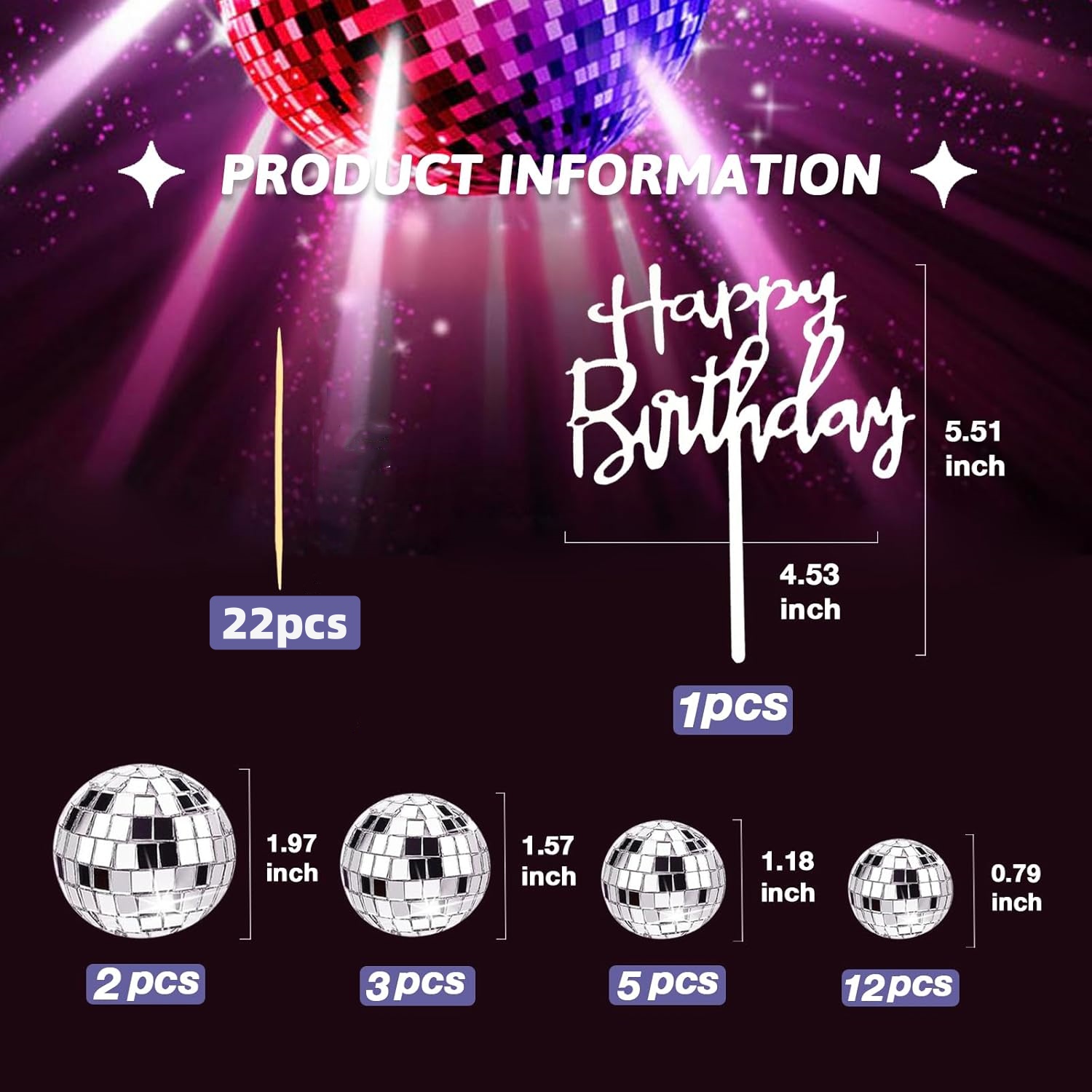 23 ชิ้น Disco Ball ตกแต่งเค้ก, - Star Tree Topper บทวิจารณ์และราคา