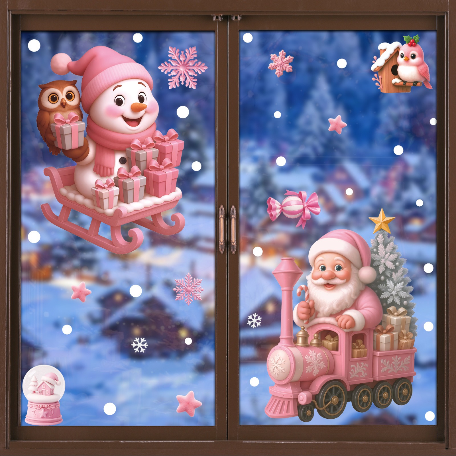 สติกเกอร์คริสต์มาส ลายมนุษย์หิ - Snowflake Window Decal บทวิจารณ์และราคา