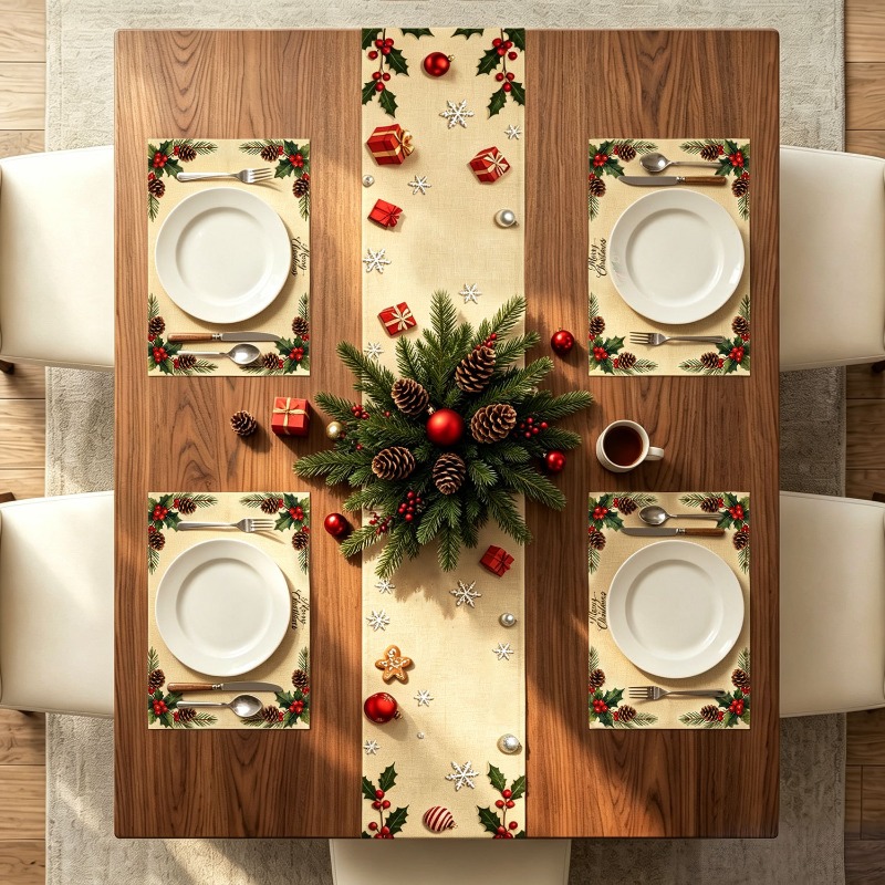 ผ้าปูโต๊ะลายพวงหรีดคริสต์มาส 5 - Christmas Table Runner บทวิจารณ์และราคา