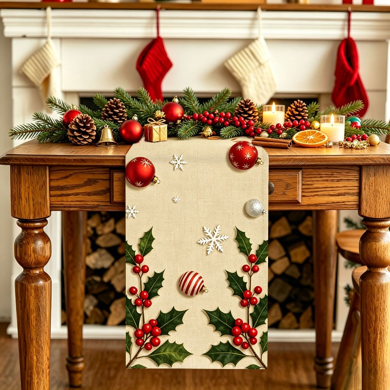 ผ้าปูโต๊ะลายพวงหรีดคริสต์มาส 5 - Christmas Table Runner บทวิจารณ์และราคา