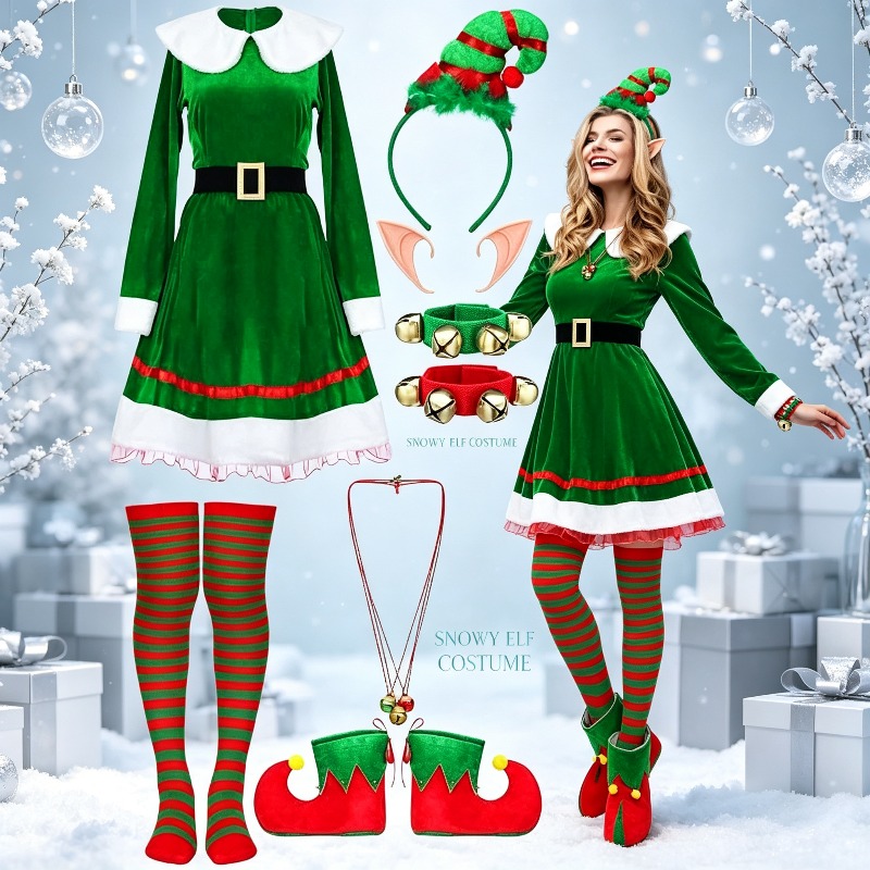 ชุดคอสตูมเอลฟ์คริสต์มาสสำหรับผ - Elf Costume Christmas บทวิจารณ์และราคา