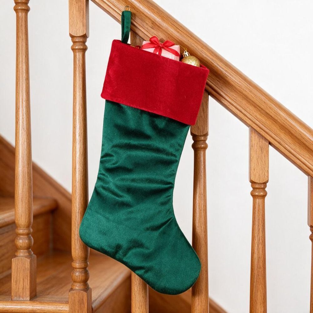 ถุงเท้าคริสต์มาสกำมะหยี่สีแดงเ - Christmas Stocking Hanging บทวิจารณ์และราคา